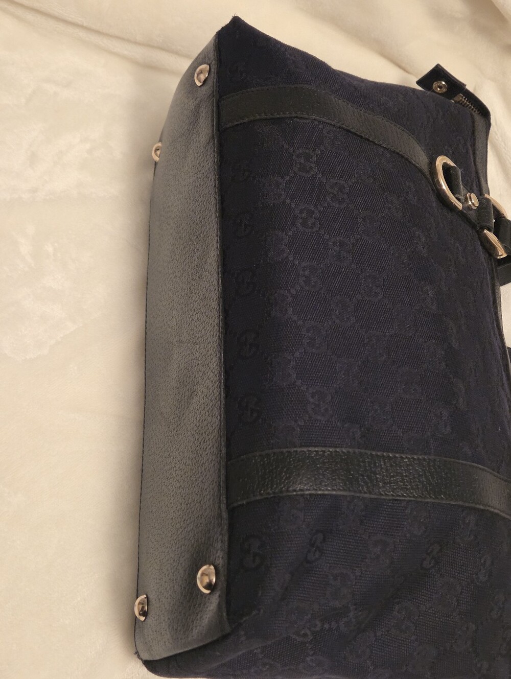 Authentic Gucci GG Black Canvas Abbey Zip Tote Shoulder Gold Hardware Bag - Picture 14 of 15